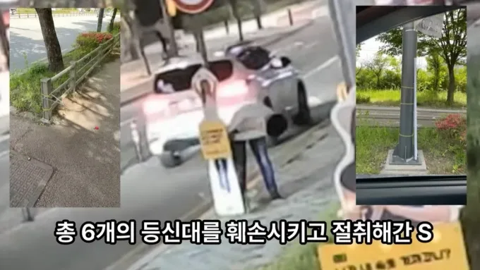 전북 전주시 한 사거리에 설치된 이윤희씨 등신대를 훼손하는 40대 남성의 모습. 이 남성은 19년 전 실종된 이씨의 학과 동기인 것으로 파악됐다. /사진=유튜브 채널 '이윤희 실종사건 공식채널' 캡처 