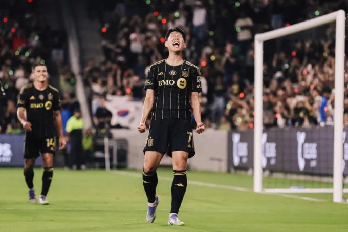 득점 후 포효하고 있는 미국 프로축구 메이저리그사커(MLS) 로스앤젤레스(LA)FC 손흥민. /사진=LAFC SNS 캡처
